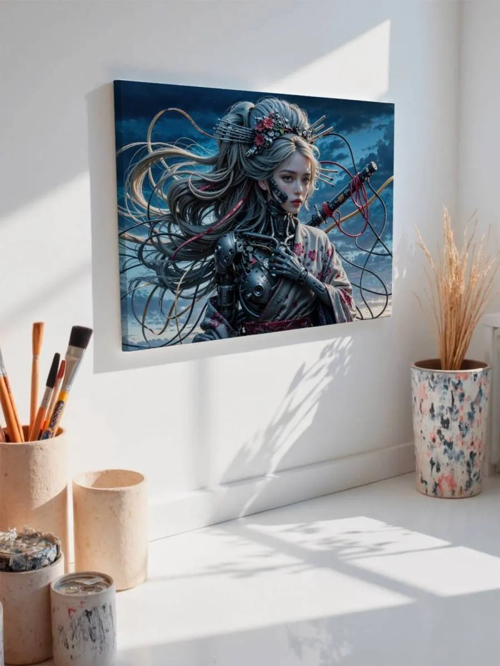 Картина на стену 40 X 50 Девушка самурай киборг