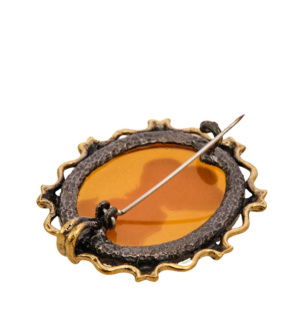 AM-2597 Брошь «Камея» (латунь, янтарь)