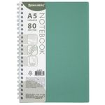 Тетрадь обложка пластик, А5 80 л., гребень мягкий (силиконовый), клетка, BRAUBERG, зеленая, 405359