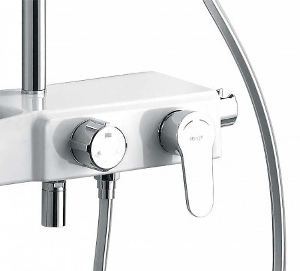 Душевая система AZARIO с поворотным изливом, керамический картридж, хром/белый (AZ-801)
