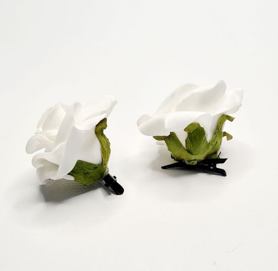 Цветочки розы в волосы на заколке, школьные, 2 шт.