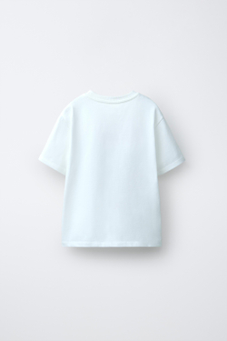 ZARA ФУТБОЛКА С ФОТОПРИНТОМ ПЛЯЖА, БЕЛЫЙ