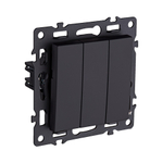 Трехклавишный выключатель 10А/250В Черный Kollinger Asthetik AS-710BK