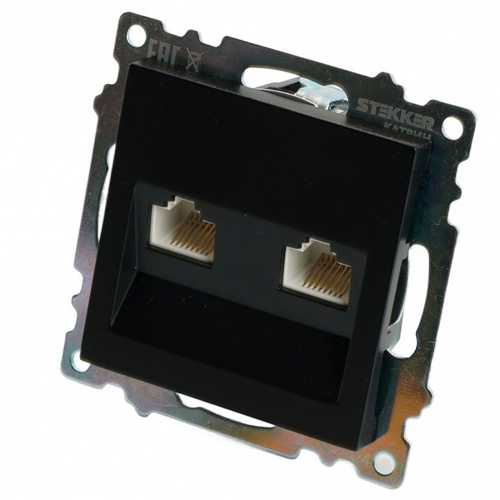 Розетка двойная Ethernet RJ-45 без рамки Stekker Катрин 50007