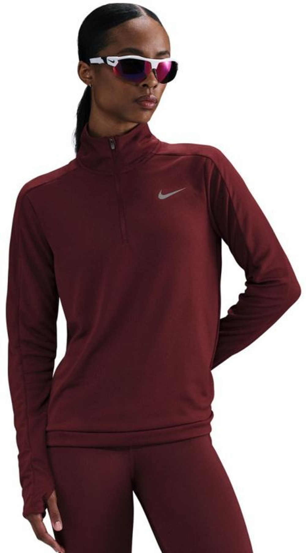 Женская теннисная футболкаNike Dri-Fit Pacer 1/4-Zip - Brown