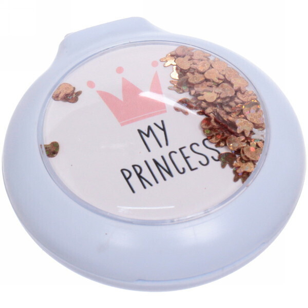 Расческа массажная складная с зеркалом, круглая «Monaco - Princess», микс 4 цвета, 7 см (коробка PVC)