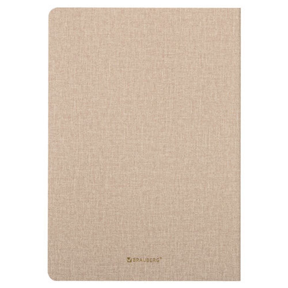 Тетрадь 48 л. в клетку обложка кожзам под рогожку, сшивка, A5 (147х210мм), БЕЖЕВЫЙ, BRAUBERG HARMONY, 403835