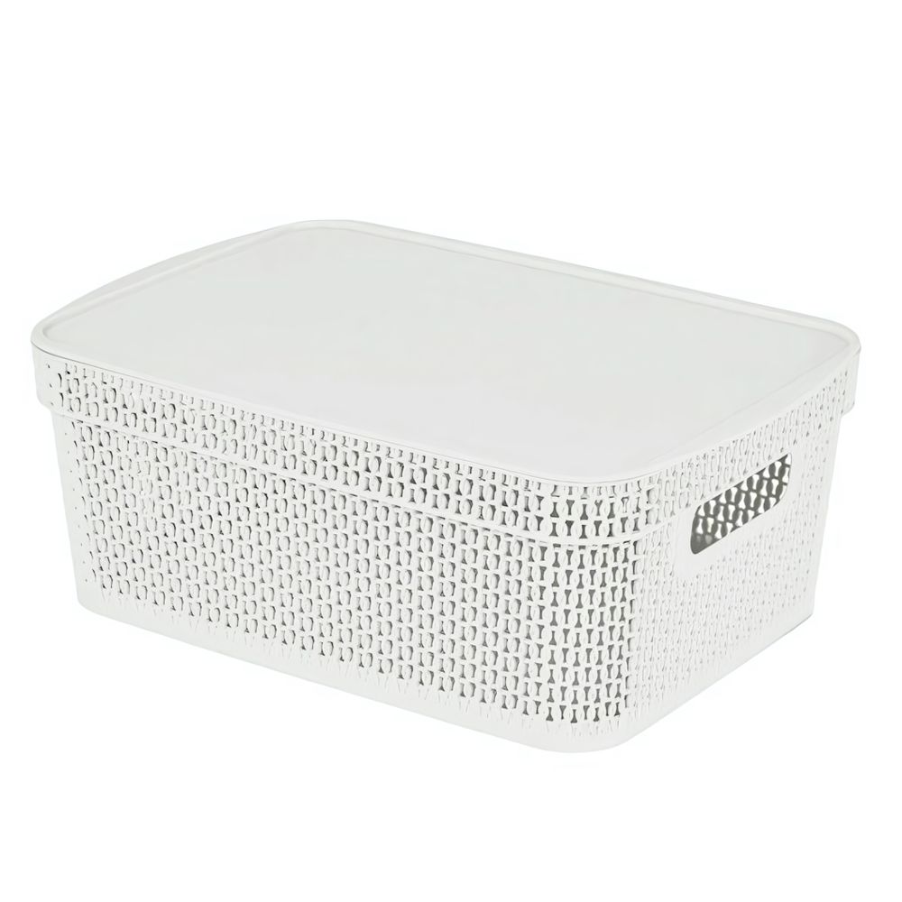 Корзина для хранения Keeplex Ajur с крышкой 11л 38х27х14,3см белое облако