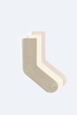 ZARA 3 УПАКОВКИ КОНТРАСТНЫХ НОСКОВ, БЕЖЕВЫЙ
