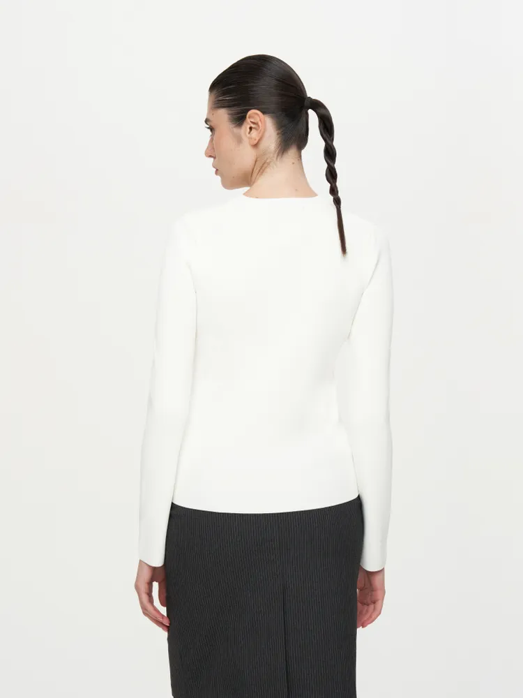 Белый укороченный лонгслив из вискозы