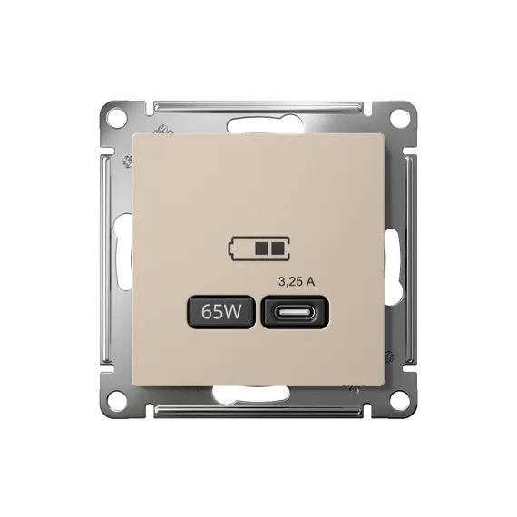 Розетка USB AtlasDesign тип C 65Вт высокоскор. ЗУ QC PD механизм песочн. SE ATN001227