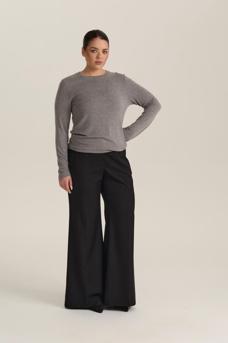 Лонгслив с шерстью мериноса, светло-серый