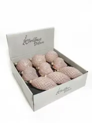 Набор стеклянных украшений Королевский каприз 80 мм., 9 шт., шар, капля, луковка, розовый, Christmas DeLuxe (13030)