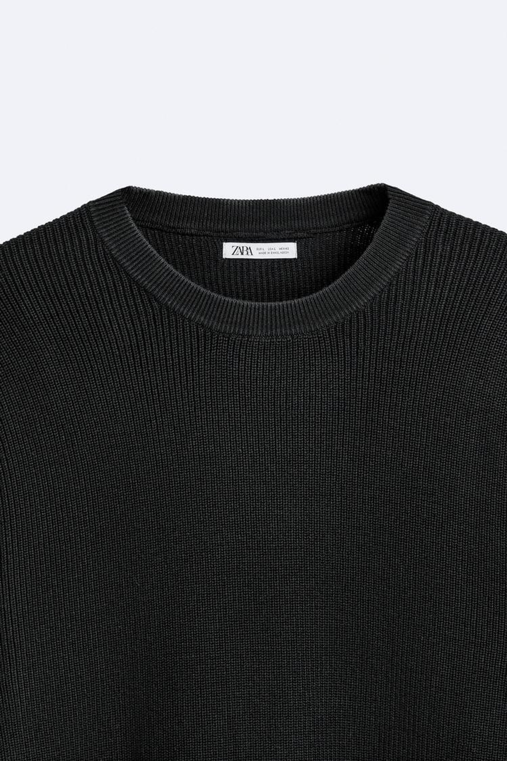 ZARA СВИТЕР ЖЕМЧУЖНОЙ ВЯЗКИ, ЧЕРНЫЙ