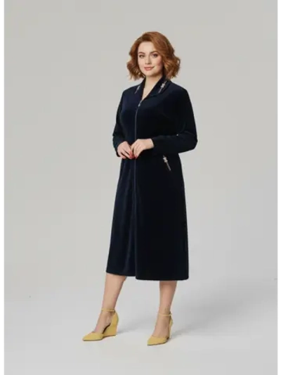 Халат велюровый теплый на молнии большие размеры