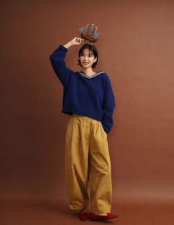 Брюки-бананы из плотной джинсы, Горчица