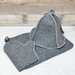 Набор для бани 3 предмета: шапка "Classic gray", коврик, рукавичка, тм "Бацькина баня"