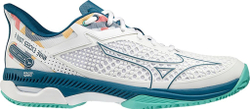 Мужские кроссовки теннисные Mizuno Wave Exceed Tour 5 CC- white/moroccan blue/turquoise