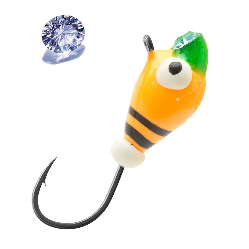 Мормышка вольфрамовая LumiCom КАПЛЯ С УШКОМ (обмазка с камнем малек-винт), 3,2мм, MRuPd, 10 штук в упаковке