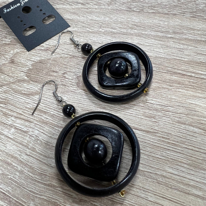 Серьги Аргентина, дерево, цвет черный 4,5 см