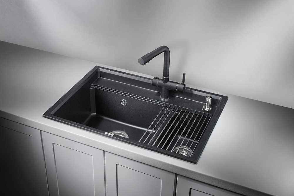Granula KS-7302, ЧЁРНЫЙ  кухонная мойка, кварц