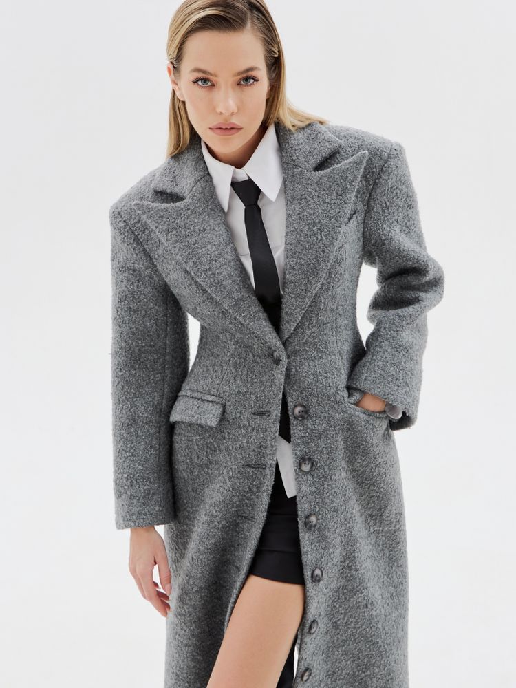 Пальто однобортное приталенное Grey