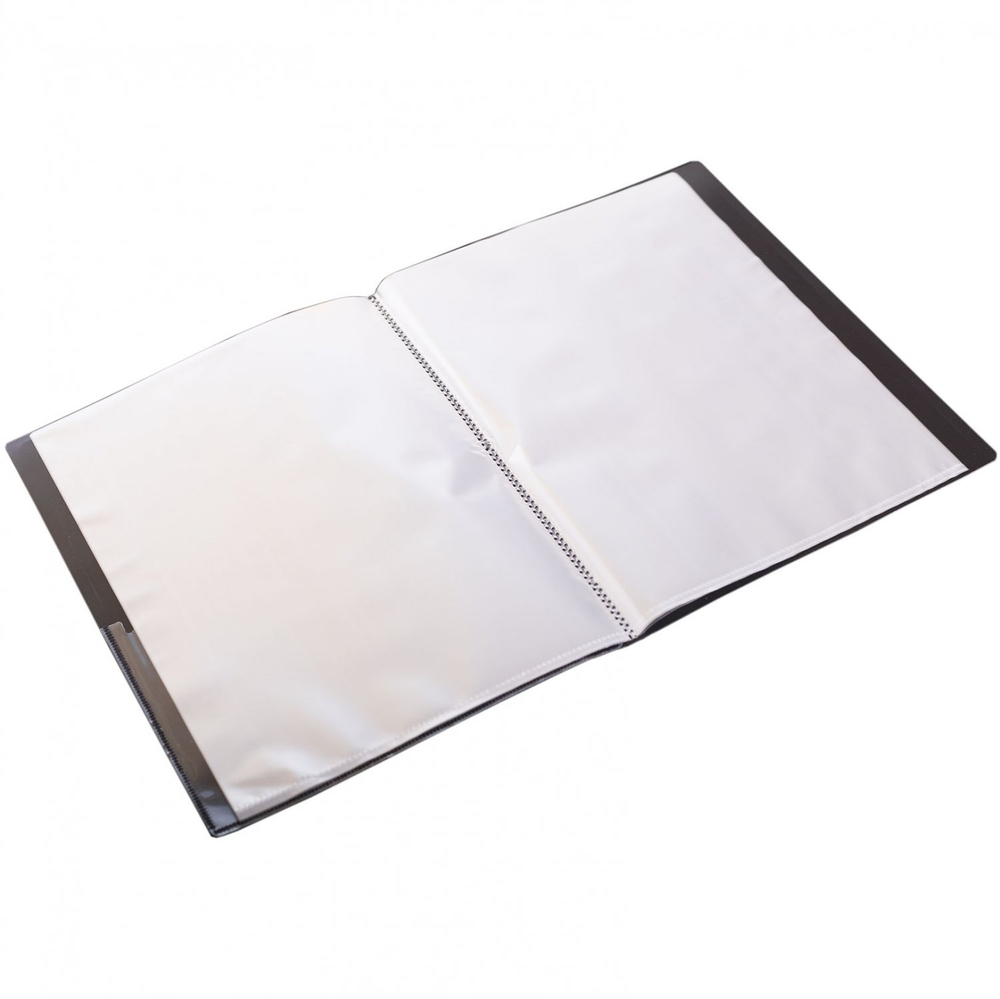 Папка с 30 вкладышами, Alingar А4 236х310х12мм, 600 мкм, пластик, вкладыши 30 мкм, карман для визитки, черный матовый