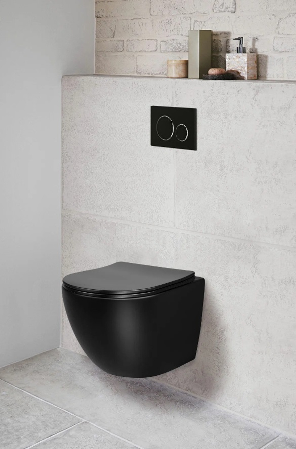 Унитаз подвесной Ceruttispa СЕЛЛА (SELLA) Aria MB CT9160 черный матовый, ТЕРМООБЖИГ (не плёнка) безободковый (490х360х325)
