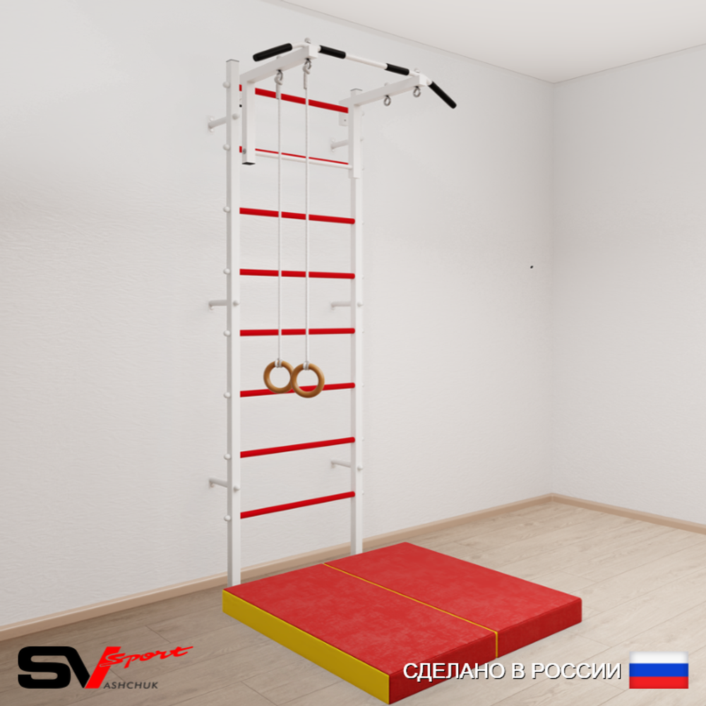 Шведская стенка Sv Sport 5104 (Турник стандарт/Кольца/Мат 1м)
