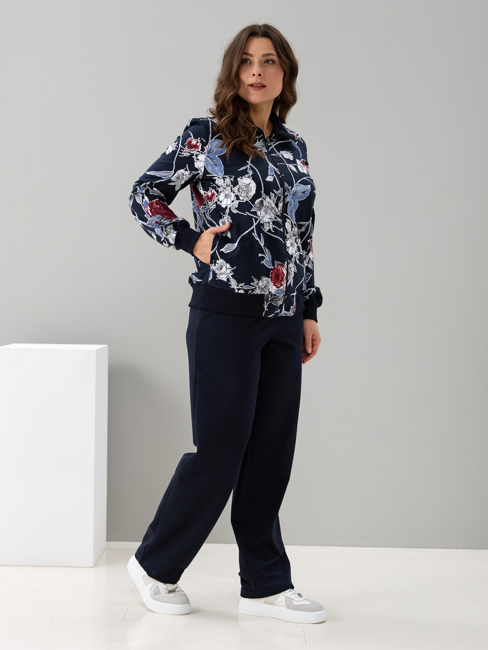 Костюм с брюками КБ-184/синий-плетистаяроза