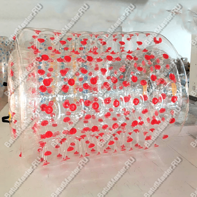 Аттракцион Водный роллер (Гидророллер) «Прозрачный» с красными стропами, ПВХ, 2,6*2,2*2,2 м