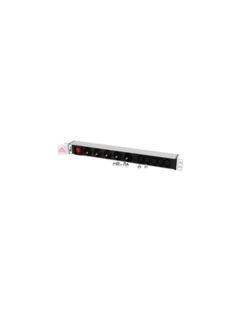 REM Блок розеток Rem-10 без шнура с выкл., 5 Schuko, 5 IEC 60320 C13, вход IEC 60320 C14, 10A, алюм., 19" (R-10-5S-5C13-V-440-Z)