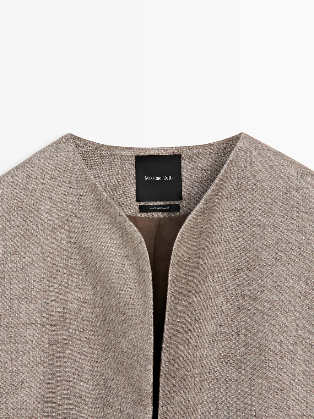 Massimo Dutti Короткая куртка из смесового льна, кротово-коричневый