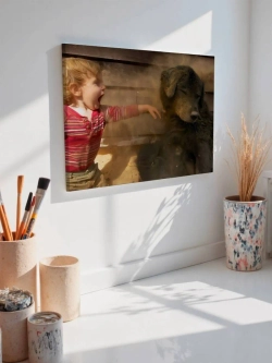 Картина на стену 40 X 50 Мальчик с собакой
