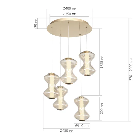 SL6136.233.01 Светильник подвесной ST-Luce золото/коньячный LED 1*28W 3000K SPINE