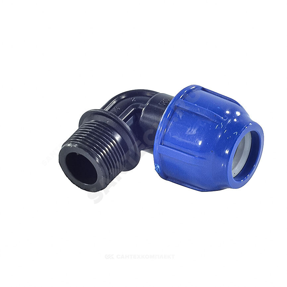 Отвод компрессионный ПЭ Дн 20х3/4"х90гр НР Ру16 RTP (РосТурПласт) 11550