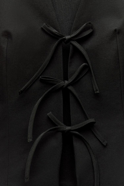 ZARA ТОП ОБЛЕГАЮЩЕГО КРОЯ С ЗАВЯЗКАМИ, ЧЕРНЫЙ