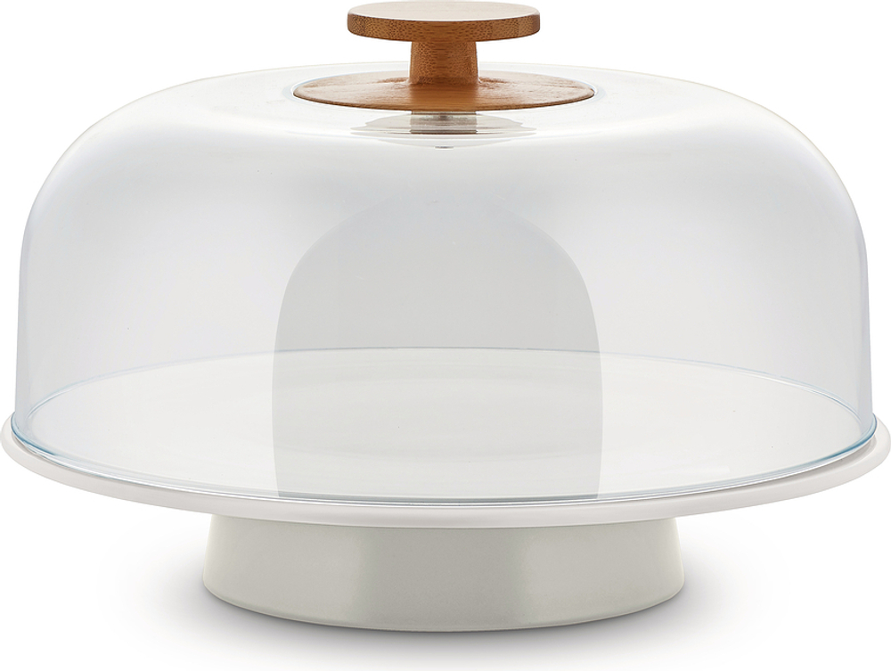 Тортница сервировочная Alessi Mattina, круглая, дерево, 31 см, серая