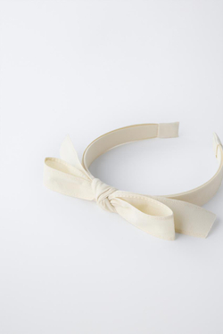 ZARA ОБОДОК С ДВОЙНЫМ БАНТОМ, ЭКРЮ