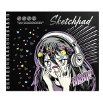 Скетчпад 168х195мм, 30л, белая рисовальная бумага 160 г/м² "Манга" (Феникс+)