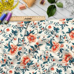 Ткань премиум сатин весенняя цветочная иллюстрация