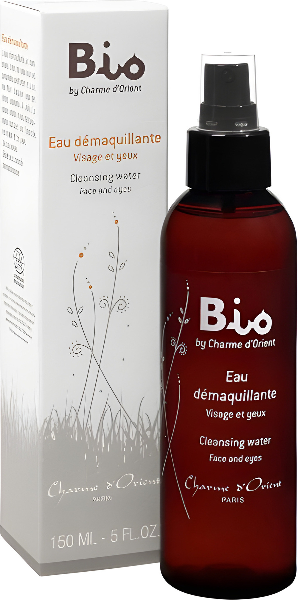 CHARME D'ORIENT Мицеллярная вода линия БИО  Bio by Charme d’Orient – Eau demaquillante visage et yeux  Cleansing water face and eyes (Шарм ди Ориент) 150 мл