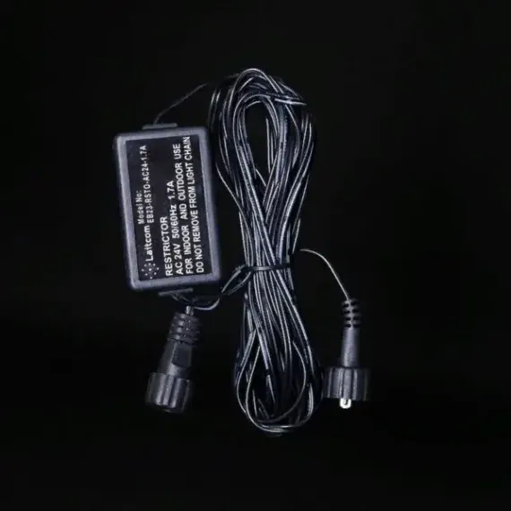 Выпрямитель для силиконовой RGB нити, 24В., 600 LED max, провод черный каучук, IP65, Beauty Led (EC24-1,7A)