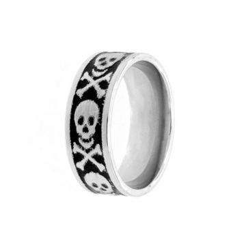Кольцо стальное (74) "Череп"