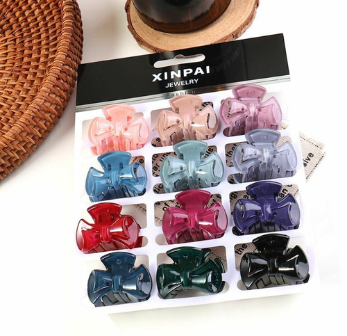 Заколка-краб для волос,бантик, 1 шт, размер 3,5*3 см. Цвет Микс.