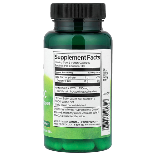 Swanson, пребиотик для поддержки дружественной микрофлоры, 60 растительных капсул
