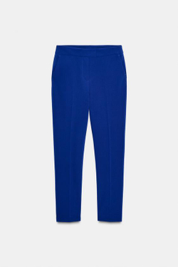 ZARA УЗКИЕ БРЮКИ С ВЫСОКОЙ ПОСАДКОЙ, ЯРКО-СИНИЙ