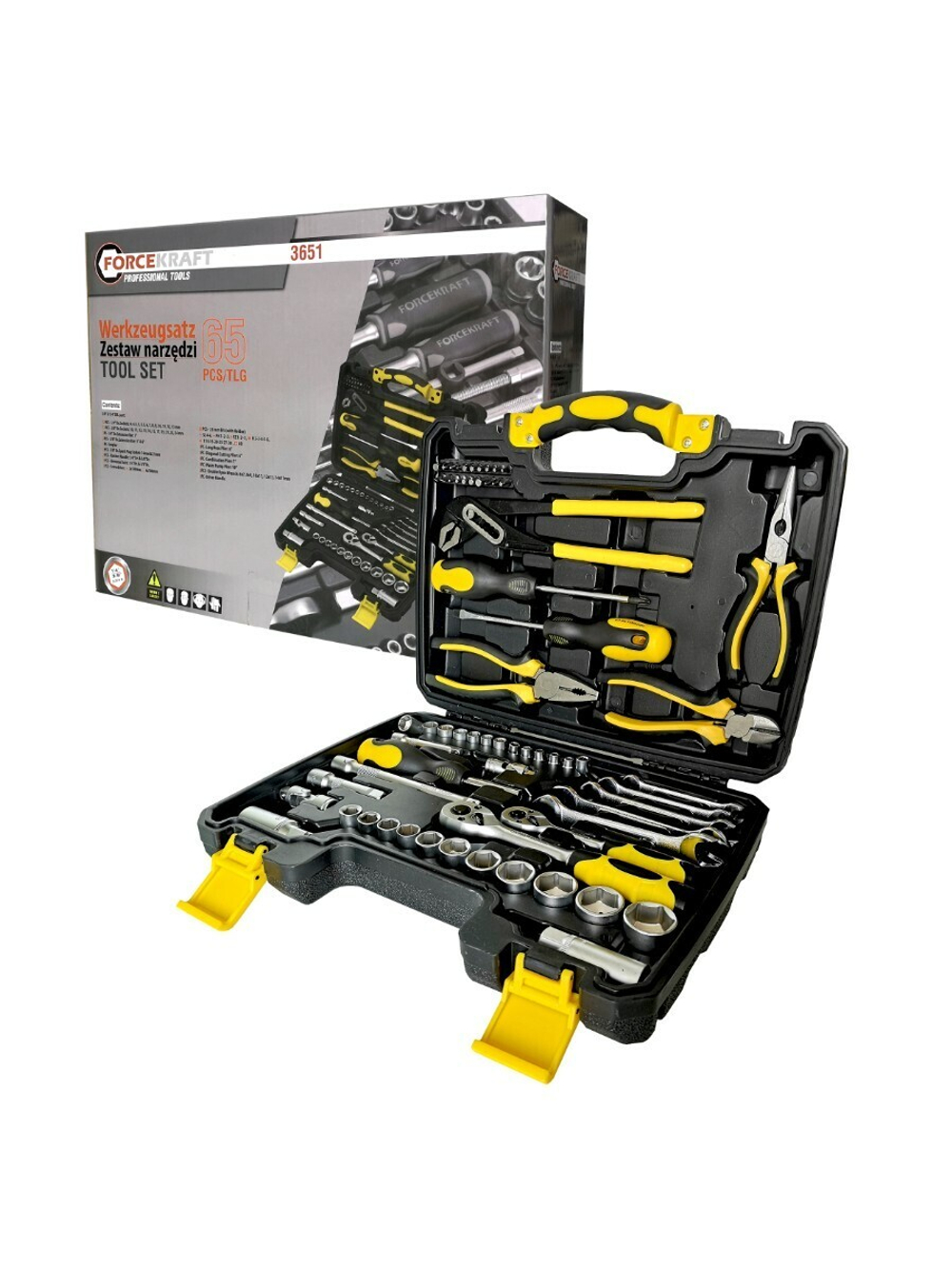 Набор инструментов 65пр. 1/4''3/8''(6гр.)(4-24мм) FORCEKRAFT FK-3651