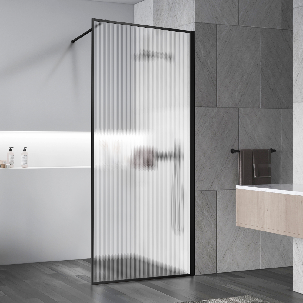 Душевая перегородка Walk-In VSW-1HP900FLB, 900*2000, черный матовый, стекло рифленое, , шт