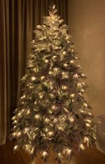 Ель заснеженная «Аляска» с 2в1 встроенной гирляндой (Литая+пвх) 180 см / 1,8 м